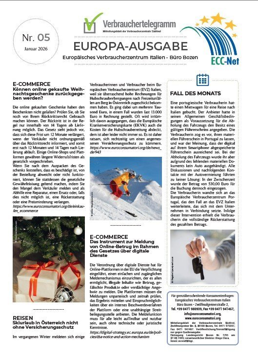 Verbrauchertelegramm Europaausgabe Januar 2026 Verbrauchertelegramm Europaausgabe Januar 2026
