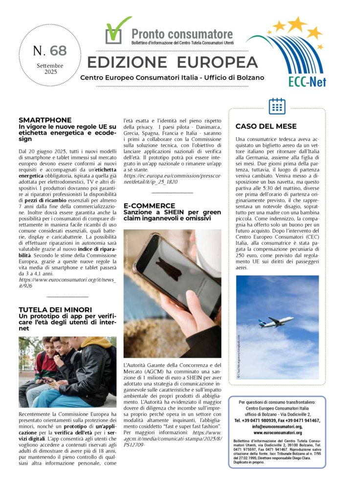 Prontoconsumatore Edizione Europea Settembre 2025 Prontoconsumatore Edizione Europea Settembre 2025